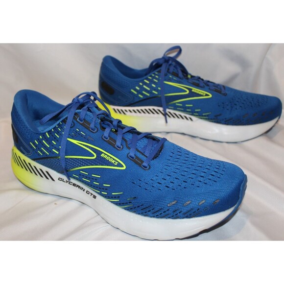 Brooks Glycerin GTS 20 Men's Size 13 Running Shoes Blue/Volt Yellow EUC - Picture 1 of 7
